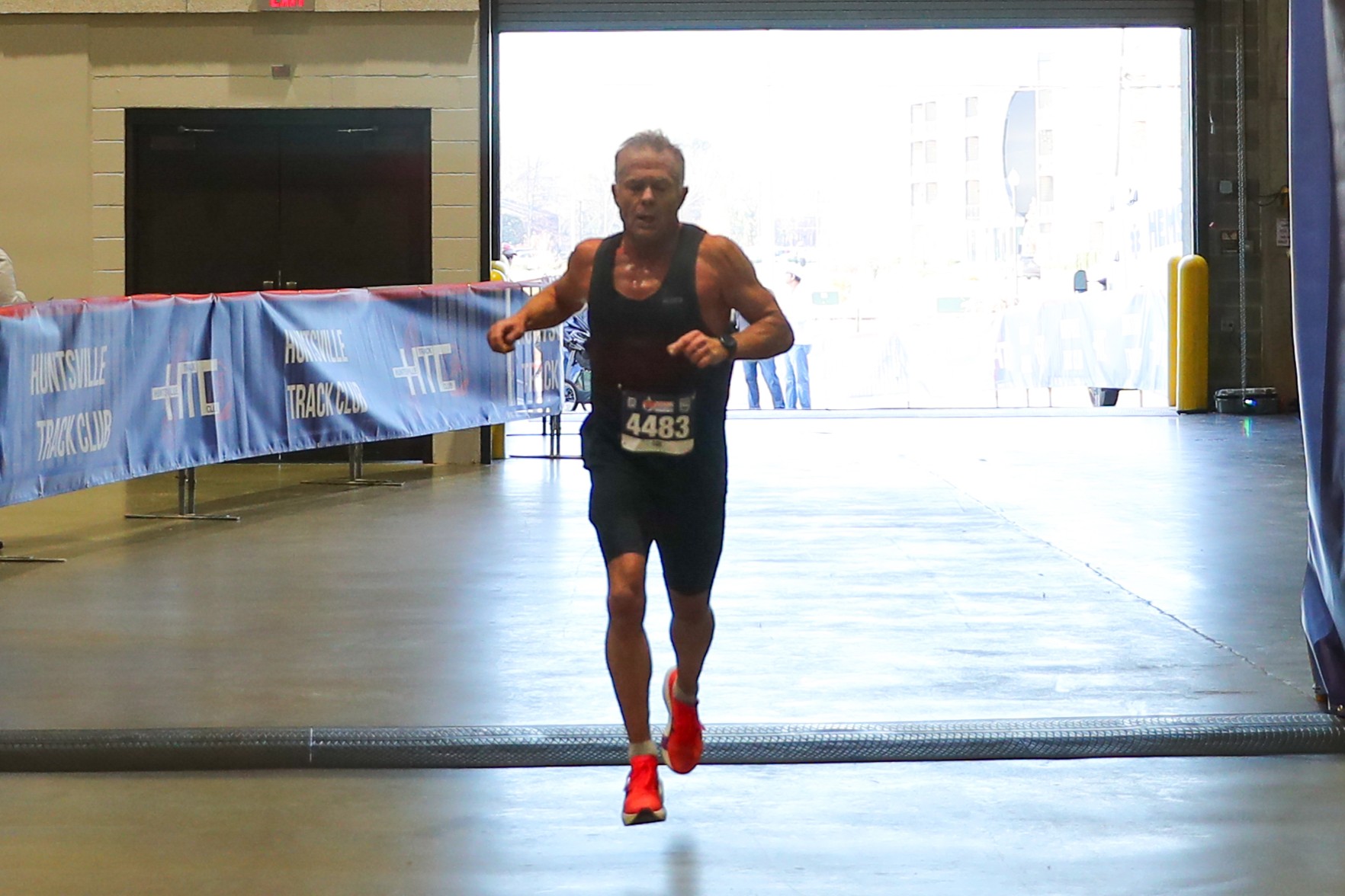 Michael Shaffer finishing a 10K.